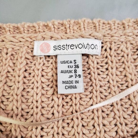 NWT sisstrEvolution Tan Striped Cotton Long Sleeve Sweater Size S - Picture 3 of 11